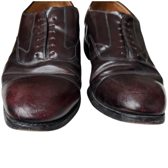 Johnston & Murphy Cap Toe Lace Up Oxford Shoes Burgundy Leather Men’s Size 10.5 - Picture 9 of 16